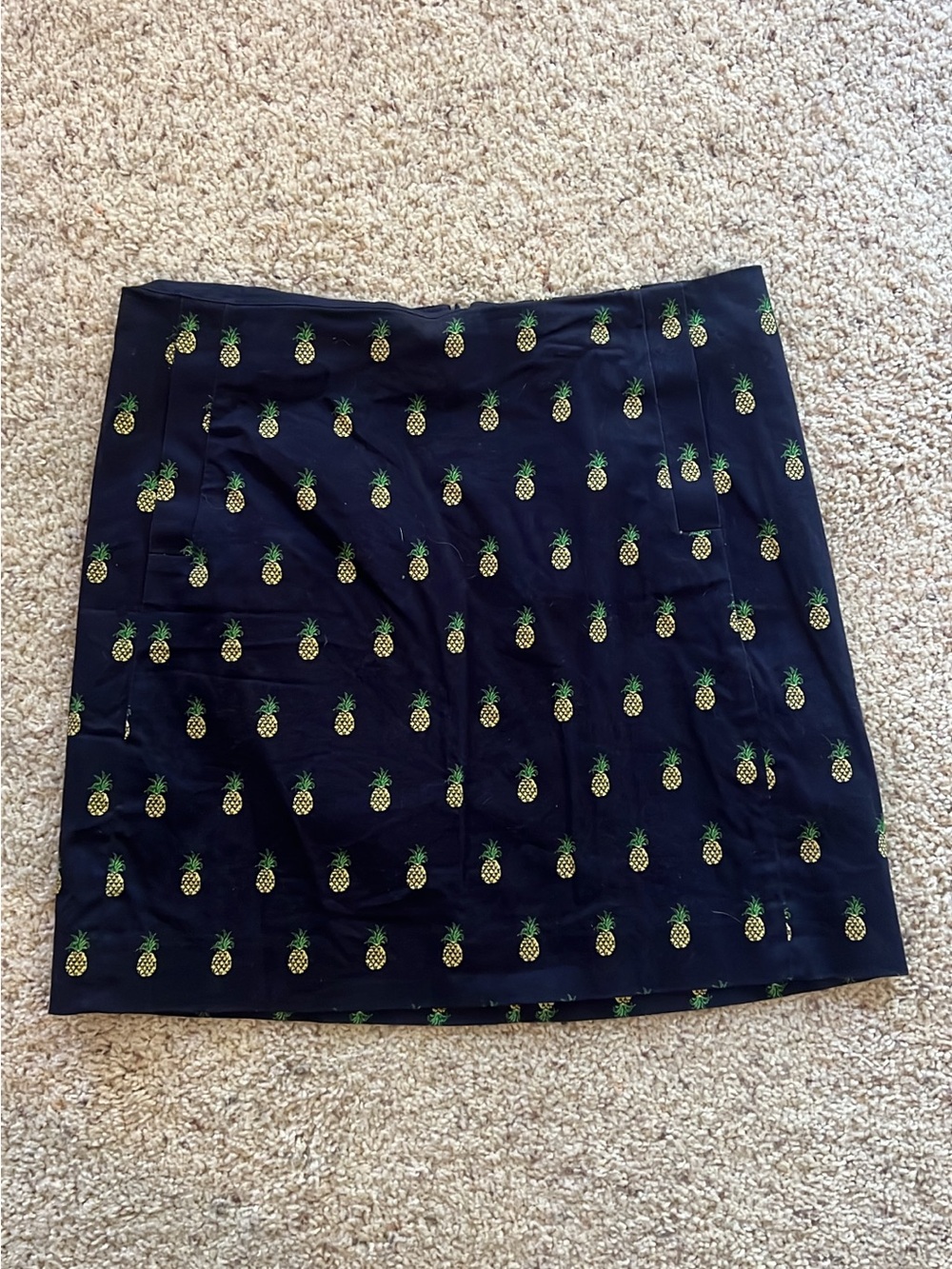 J. Crew Navy Mini Skirt with Pineapple Embroidery